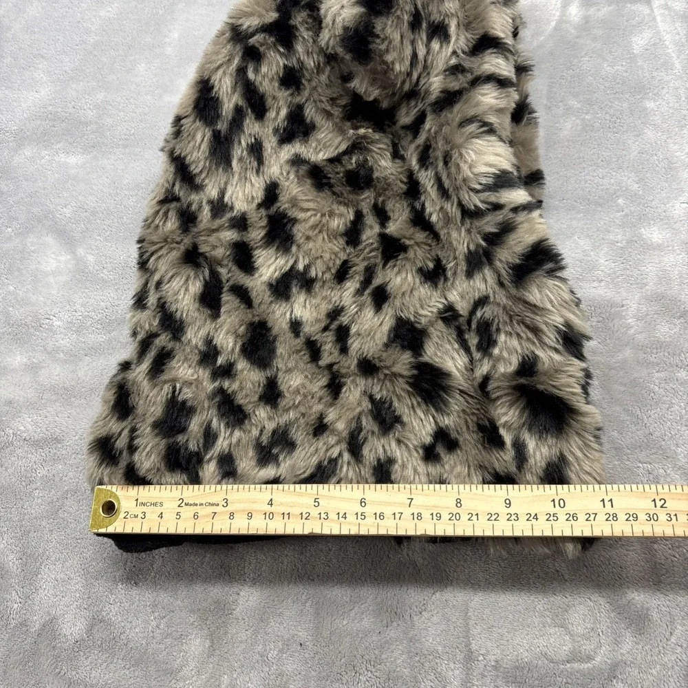 Claires fluffy snow leopard faux-fur balaclava hood